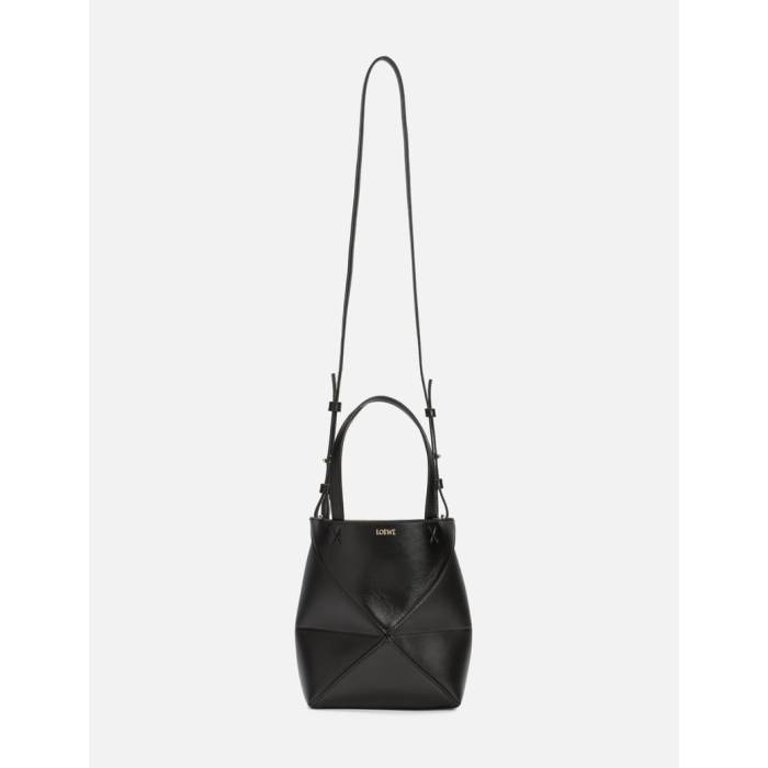 ロエベ Loewe 【 Mini Puzzle Fold Tote In Shiny Calfskin Women Black 】 レディース 黒色 ブラック