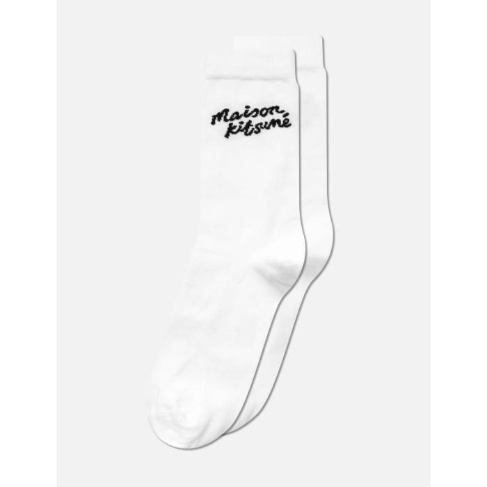 【 Maison Kitsune Handwriting Socks Women White 】 ソックス・靴下 レディース 白色 ホワイト
