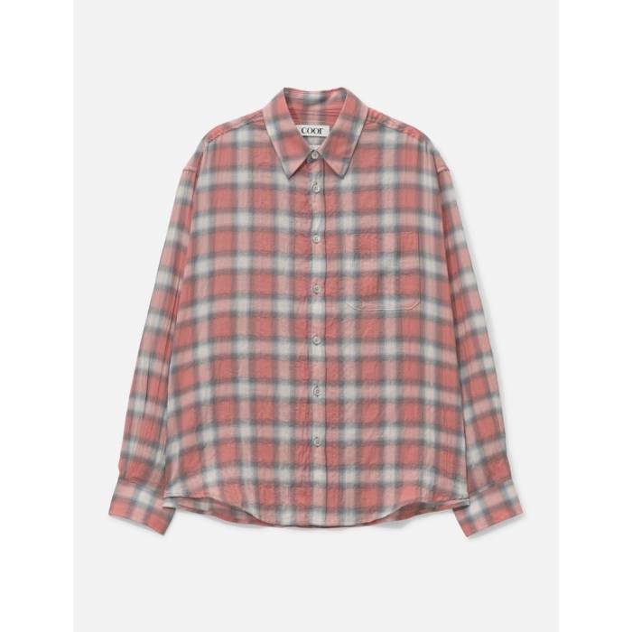 Coor 【 Seersucker Ombre Checkered Shirt Men Pink Check 】 メンズ pink ピンク