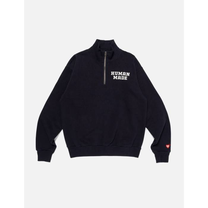 ヒューマンお手伝いさん Human Made 【 Half-Zip Sweatshirt Unisex Navy 】 汗水 調教師 ユニ一発やる 紺色 米国海軍