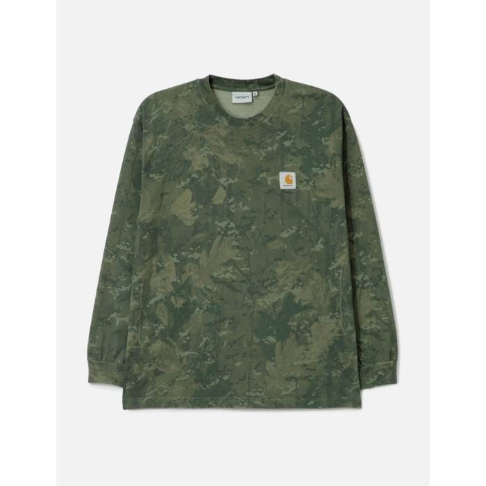 Carhartt Work In Progress 【 Long Sleeve Camo Combi T-Shirt Men Camo Combi Green / Olive Garment Dyed 】 Sleeve 捩り 家鴨柄 プルオーバー メンズ 家鴨柄 green 緑・緑であること olive オリーブ