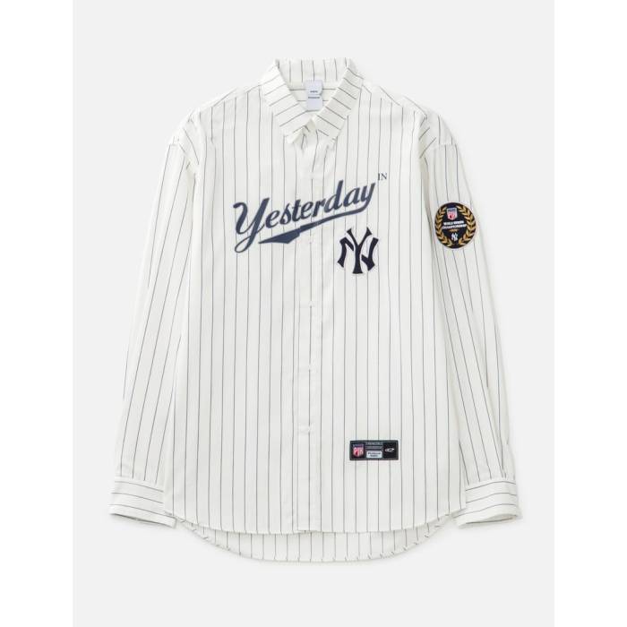 Protocol-Index 【 Baseball Stripe Shirts Men White 】 ベースボール Stripe ストライプ シャツ メンズ 白色 ホワイト