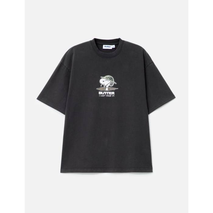 Butter Goods 【 X Peanuts Can't Stand It T-Shirt Men Washed Black 】 Tシャツ メンズ 黒色 ブラック|スニケス