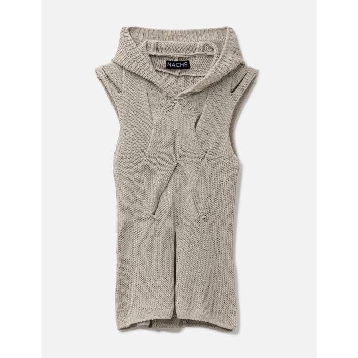 Nache 【 Out In Knitted Sleeveless Women Dusty Beige 】 Sleeveless ノン衣袂 レディース ベージュ