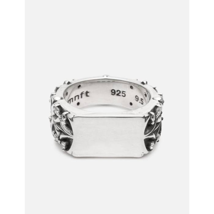Midnightfactory 【 Maltese Cross Quadruplets Signet Ring (Oxidised) Unisex Oxidised \u0026Amp; White Stones 】 ユニ一発やる 白いこと 白いこと