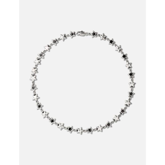Twojeys 【 Black Enameled Stars Necklace Unisex Silver 】 黒いこと 黒いこと スターズ 首飾り ユニ一発やる Silver しろがね色・しろがね色