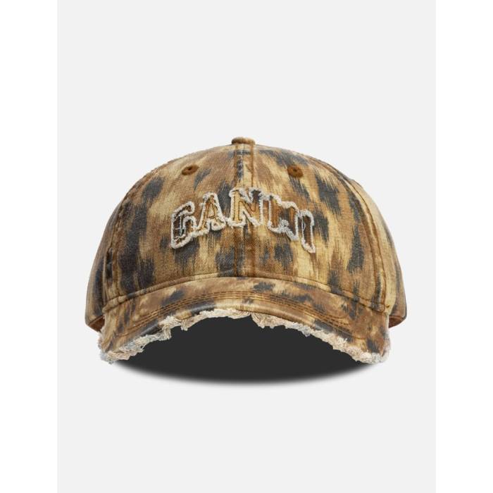 ガニー Ganni 【 Washed Cotton Print Canvas Cap Women Argan Oil 】 旗がしら かぶり笠 レディース