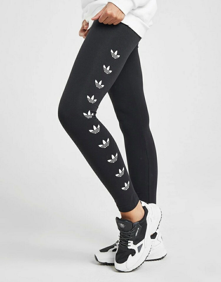 アディダスオリジナルス Adidas レディース Originals トレフォイル レギンス レッグ タイツ タイツ 黒 ブラック Black Adidas Originals Repeat Trefoil Leggings インナー 下着 ナイトウエア レディース 下 レッグ スパッツ スニケスアディダス オリジナルス