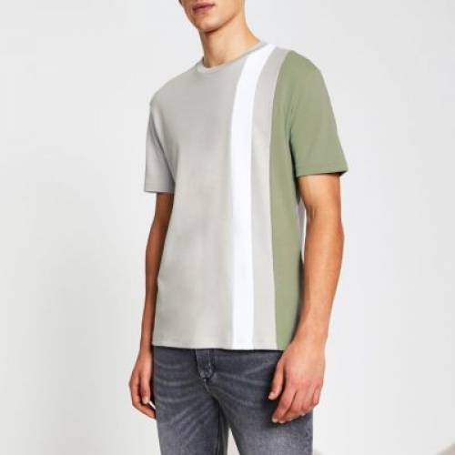 リバーアイランド 緑 グリーン スリム Tシャツ メンズ Green Slim River Island Colour Block Fit Tshirt Deerfieldtwpportage Com