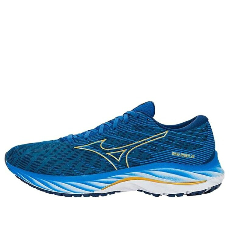 ミズノ ウェーブ ウェイブ 青色 ブルー ゴールド 'SNORKEL GOLD' スニーカー メンズ MIZUNO WAVE RIDER 26 BLUE J1GC220353 / SNORKEL BLUE GOLD ESTATE BLUE｜スニケス