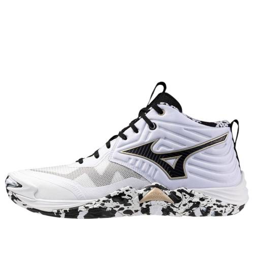 ミズノ ウェーブ ウェイブ エリート ミッド 白色 ホワイト 黒色 ブラック WHITE BLACK スニーカー メンズ MIZUNO WAVE MOMENTUM ELITE MID V1GA251741 / WHITE BLACK