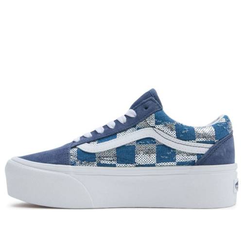 ヴァンズ バンズ 青色 ブルー 白色 ホワイト オールドスクール BLUE WHITE スニーカー メンズ VANS OLD SKOOL STACKFORM VN0009PZAHU / BLUE WHITE
