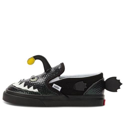 ヴァンズ バンズ スリッポン 黒色 ブラック 白色 ホワイト 黄色 イエロー 'ANGLER FISH' ベビー VANS (TD) SLIP-ON V VN0005WM6BT / BLACK WHITE YELLOW