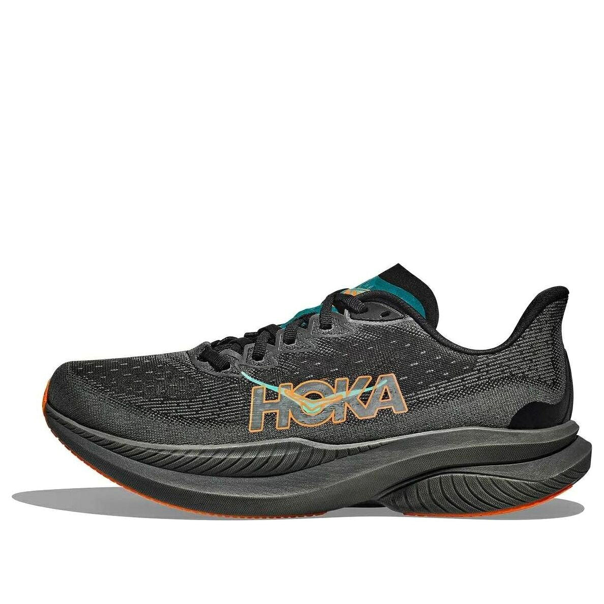 ホカオネオネ 黒色 ブラック 'BLACK TANGERINE' スニーカー メンズ HOKA ONE ONE HOKA ONE MACH 6 ELECTRIC 1147790-BKLC / BLACK ELECTRIC TANGERINE|スニケス