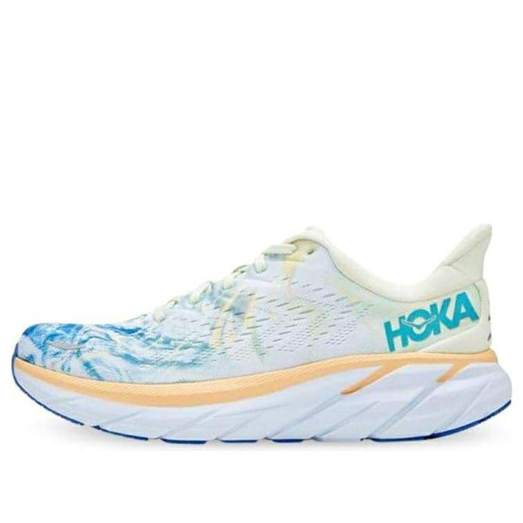 ホカオネオネ 白色 ホワイト 青色 ブルー 'WHITE BLUE' スニーカー レディース HOKA ONE ONE (WMNS) HOKA ONE CLIFTON 8 WIDE 1121375-TGT / WHITE BLUE｜スニケス