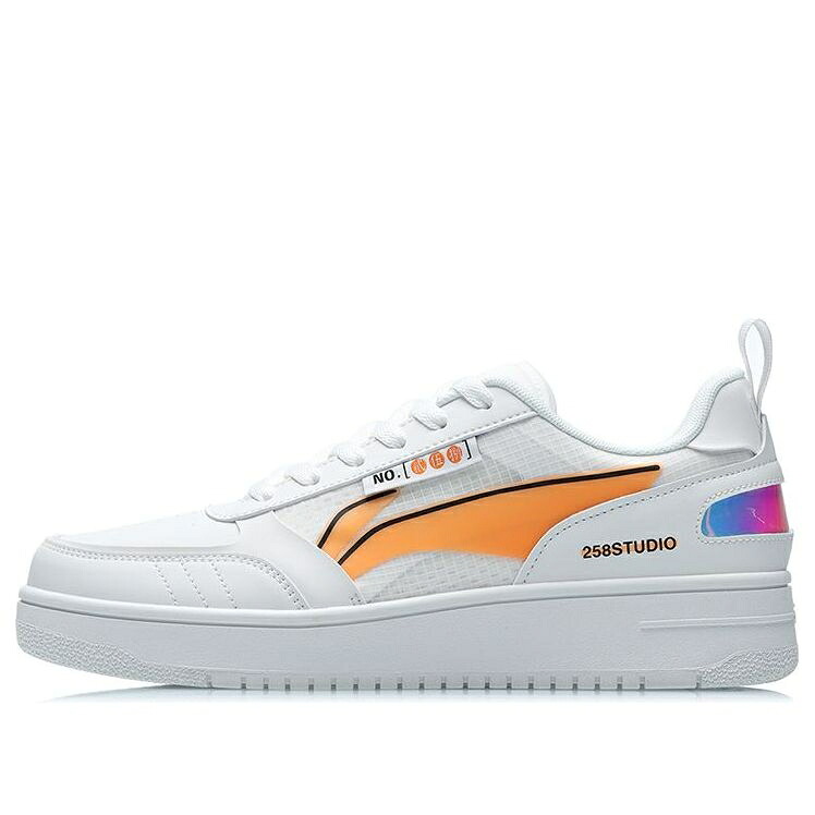リーニン クラシック 白色 ホワイト 橙 オレンジ NO.258 'WHITE ORANGE' スニーカー メンズ LI-NING CLASSIC LEISURE LOW AGCR201-1 / WHITE ORANGE