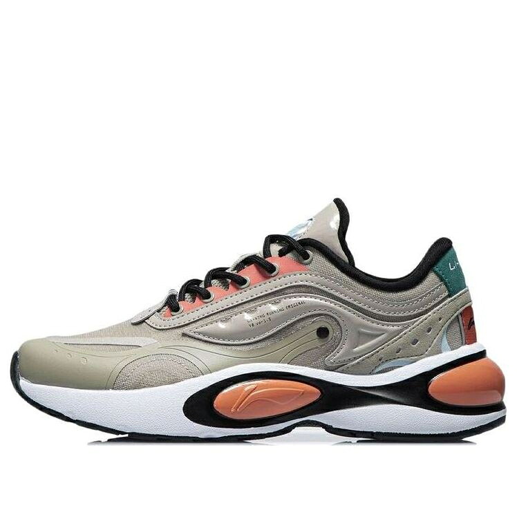 リーニン 薄墨色 薄墨色 橙 オレンジ色 白いこと 白いこと \u0027GREY ORANGE\u0027 スニーカー レディース LI-NING (WMNS) V8 ARHR056-3 / GREY ORANGE WHITE TEAL