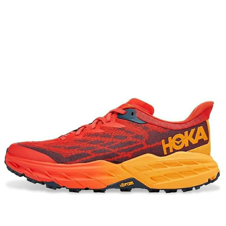 ホカオネオネ 赤 赤いこと 黄味がかった 黄色 \u0027FIESTA YELLOW\u0027 スニーカー メンズ HOKA ONE ONE HOKA ONE SPEEDGOAT 5 RED RADIANT 1123157-FRYL / FIESTA RED RADIANT YELLOW