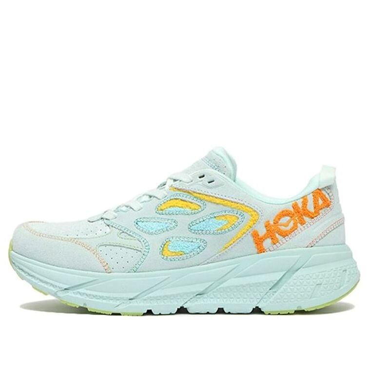 ホカオネオネ 青味 青味 黄味がかった 黄色 \u0027EMBROIDERY GLASS\u0027 スニーカー メンズ HOKA ONE ONE HOKA ONE CLIFTON L - BLUE 1126854-BGRYL / BLUE GLASS RADIANT YELLOW