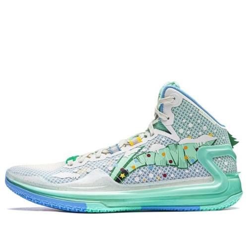 リーニン 白いこと 白いこと 青み 青色 緑 緑であること \u0027CHRISTMAS\u0027 スニーカー メンズ LI-NING LIREN 4 ABAT139-9 / WHITE BLUE GREEN
