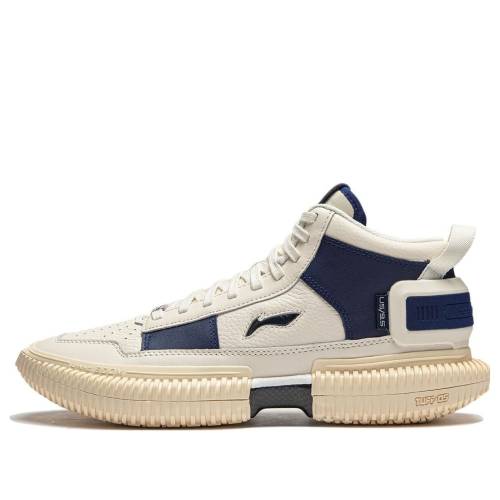 リーニン 白いこと 白いこと ベージュ 青味 青み \u0027NEW SCHOOL\u0027 スニーカー メンズ LI-NING BADFIVE 3 ABFS011-5 / WHITE BEIGE BLUE