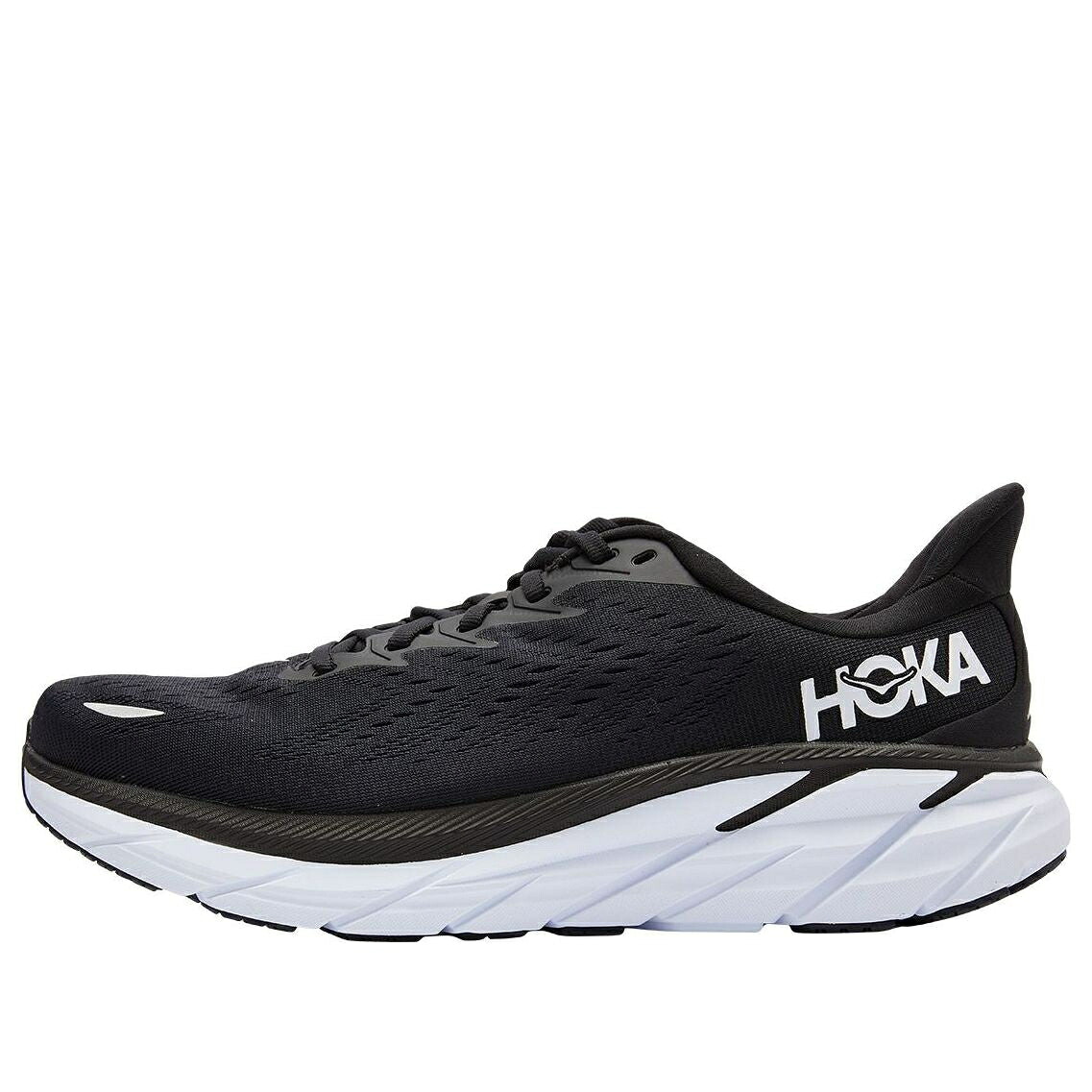 ホカオネオネ 黒色 ブラック 白色 ホワイト 'BLACK WHITE' スニーカー メンズ HOKA ONE ONE HOKA ONE CLIFTON 8 2E WIDE 1121374-BWHT / BLACK WHITE｜スニケス