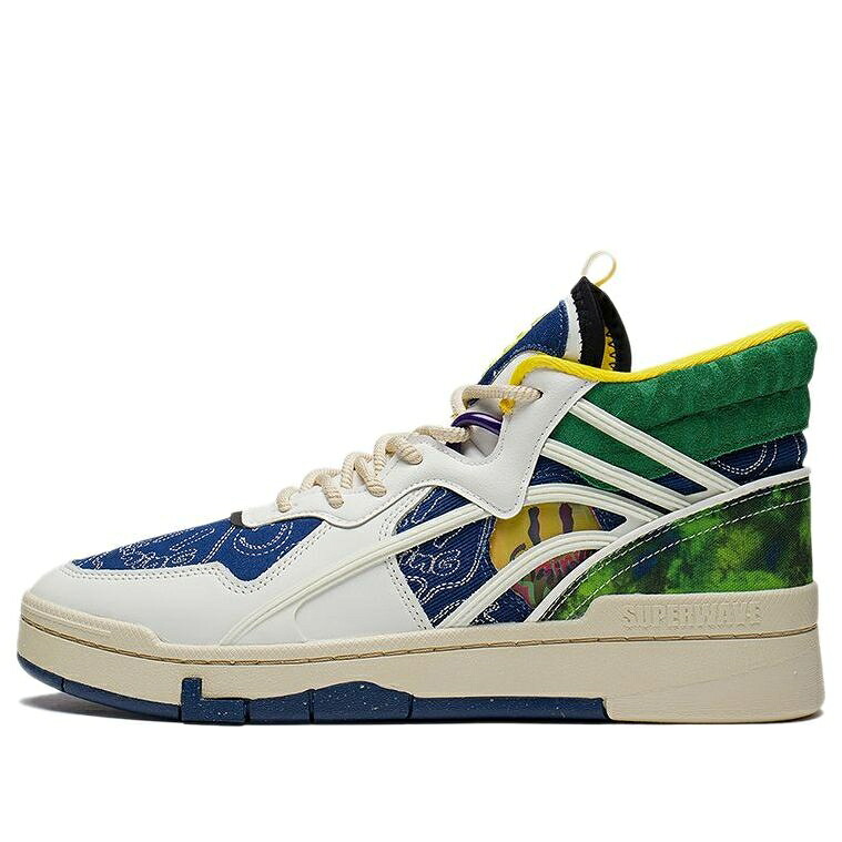 リーニン ミッド 緑 グリーン 白色 ホワイト 青色 ブルー 'WHITE BLUE' スニーカー メンズ LI-NING SUPERWAVE MID GREEN AGCS283-1 / WHITE GREEN BLUE