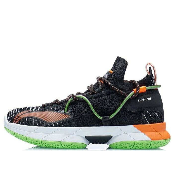 リーニン スピード プレミアム 黒色 ブラック 橙 オレンジ 緑 グリーン 'BLACK ORANGE' スニーカー メンズ LI-NING SPEED 6 PREMIUM YKBR024-1 / BLACK ORANGE GREEN