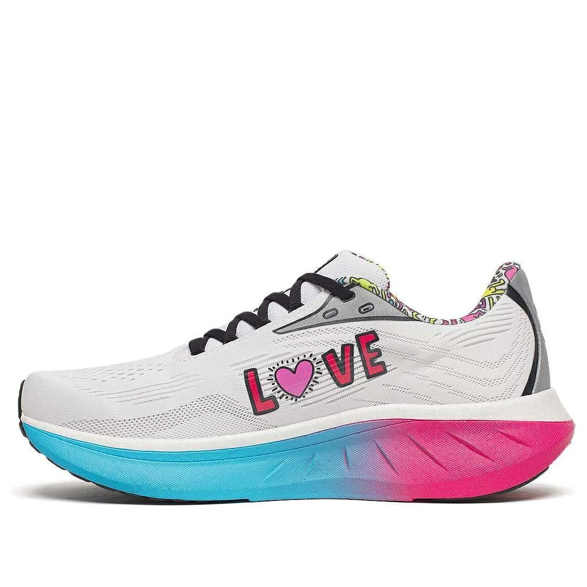 サッカニー 白いこと 白いこと アクア さくら色 \u0027KEITH LOVE\u0027 スニーカー メンズ SAUCONY RIDE 18 HARING S21000-350 / WHITE AQUA PINK