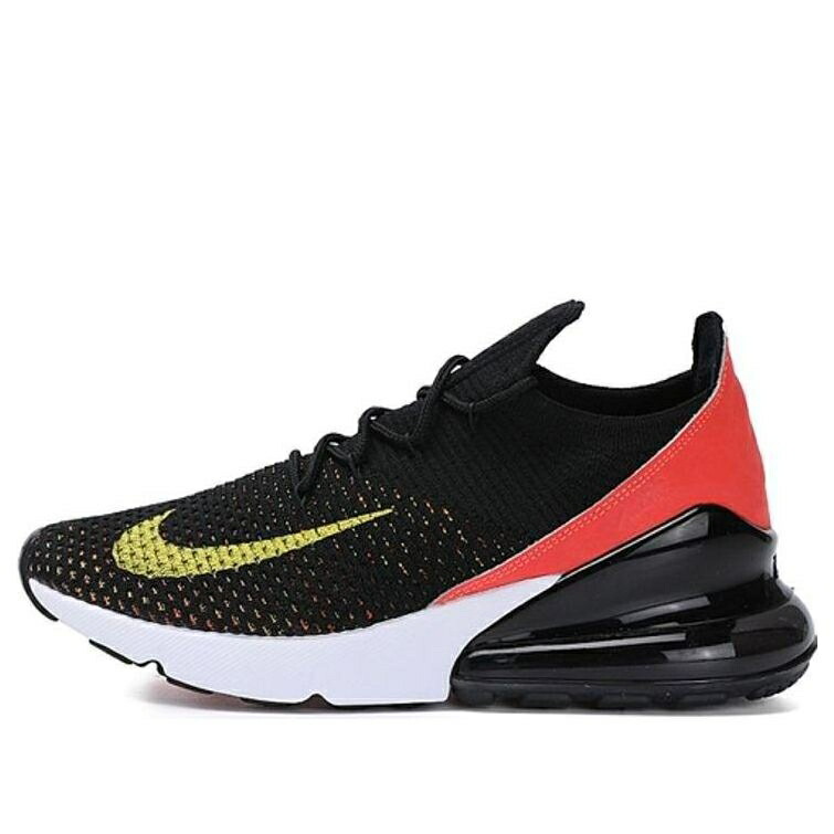 ナイキ マックス フライニット 黒色 ブラック 黄色 イエロー クリムゾン エアマックス 'YELLOW STRIKE' スニーカー レディース NIKE (WMNS) AIR MAX 270 FLYKNIT AH6803-003 / BLACK YELLOW CRIMSON