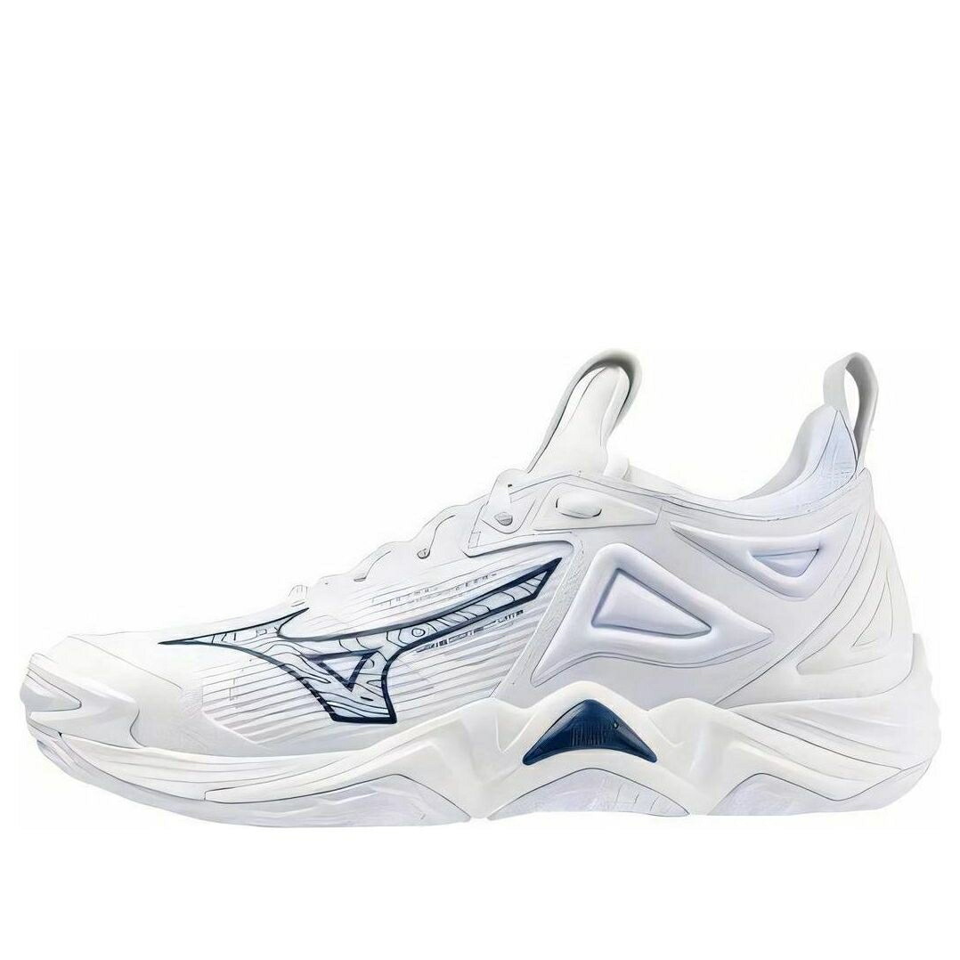 ミズノ ウェーブ ウェイブ 白色 ホワイト 紺色 ネイビー 'WHITE NAVY' スニーカー レディース MIZUNO (WMNS) WAVE MOMENTUM 3 430320-0051 / WHITE NAVY