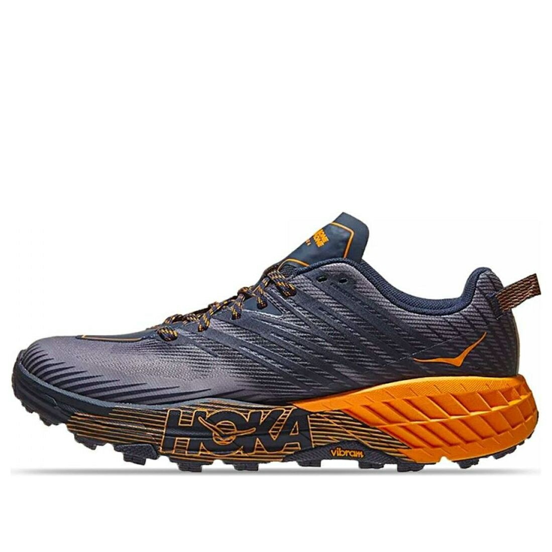 ホカオネオネ 黒色 ブラック 'BLACK MARIGOLD' スニーカー メンズ HOKA ONE ONE HOKA ONE SPEEDGOAT 4 IRIS 1106525-BIBM / BLACK IRIS BRIGHT MARIGOLD