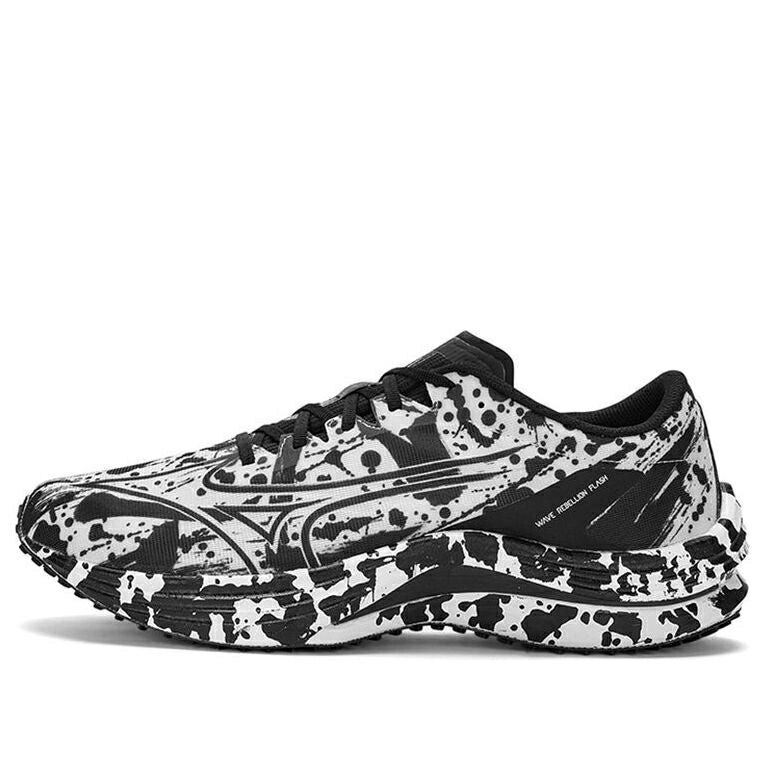 ミズノ ウェーブ ウェイブ 黒色 ブラック 白色 ホワイト WHITE SPLATTER スニーカー メンズ MIZUNO WAVE REBELLION FLASH BLACK J1GC233604 / BLACK WHITE