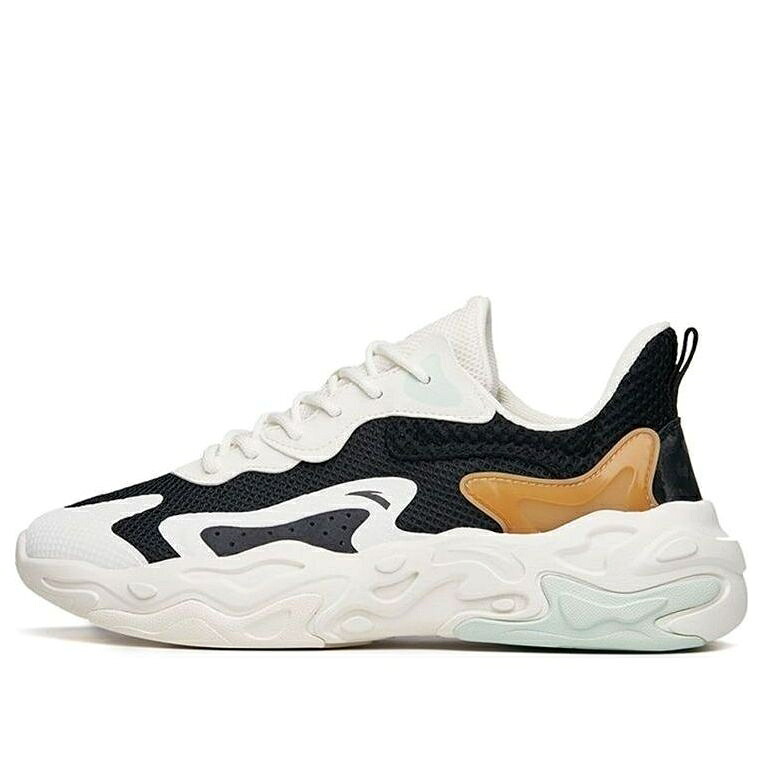 黒色 ブラック アイボリー 黄色 イエロー 橙 オレンジ 'BLACK WHITE' スニーカー メンズ ANTA POJIAN 112228861-4 / BLACK IVORY YELLOW ORANGE