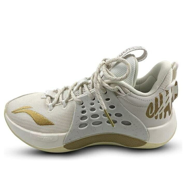 リーニン 白色 ホワイト ゴールド 'WHITE GOLD' スニーカー メンズ LI-NING SONIC 7 LOW X CBA PLAYER EDITION ABAP033-V / WHITE GOLD|スニケス