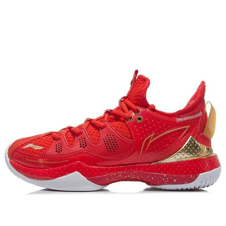 リーニン 赤 レッド 白色 ホワイト ゴールド 'FIRE RED' スニーカー レディース LI-NING (WMNS) HALBERD 3 AYAR024-2 / RED WHITE GOLD