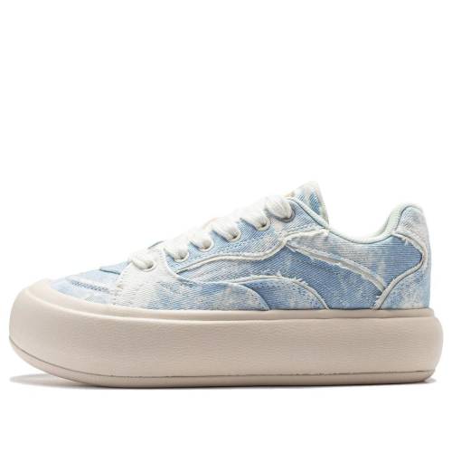 リーニン 青碧 青碧 ジーンズ ベージュ \u0027DENIM BEIGE\u0027 スニーカー レディース LI-NING (WMNS) PUFF PLATFORM BLUE AZGT026-10 / DENIM BLUE BEIGE