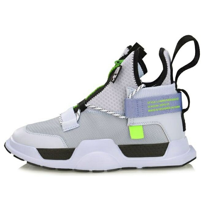リーニン 薄墨色 薄墨色 白いこと 白いこと ニューヨーク州 \u0027GREY WHITE\u0027 スニーカー メンズ LI-NING REBURN V2 X NEW YORK FASHION WEEK AGBP028-4 / GREY WHITE