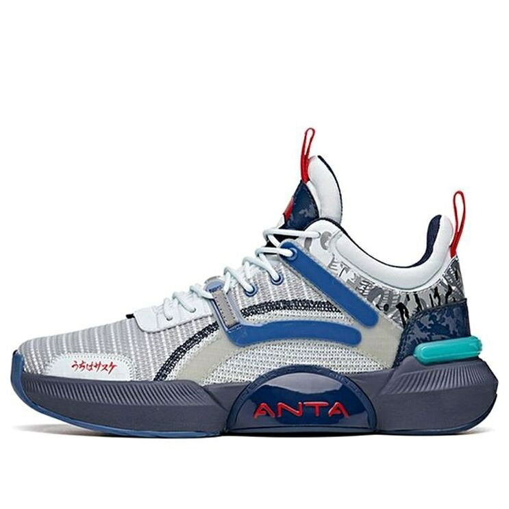 灰色 グレー 青色 ブルー 'UCHIHA SASUKE' スニーカー メンズ ANTA X NARUTO 112121615S-2 / GREY BLUE