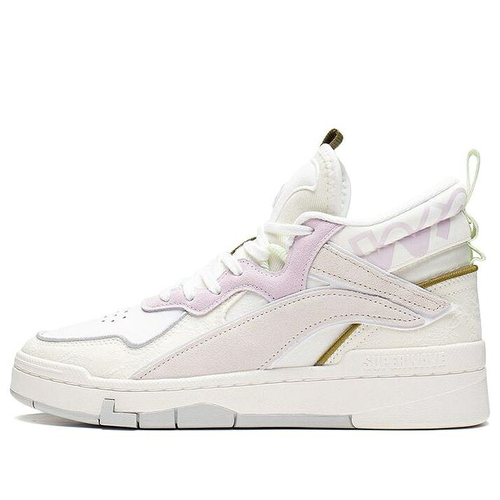 リーニン ミッド 白いこと 白いこと サクラ色 \u0027WHITE PINK\u0027 スニーカー レディース LI-NING (WMNS) SUPERWAVE MID AGCS106-3 / WHITE PINK