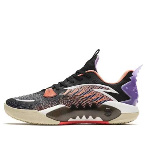 ぼうぜん自失 縮くれる ウェイブ 野球クラブ 黒いこと 黒いこと ベージュ 紫 パープル \u0027LIGHT PURPLE\u0027 スニーカー メンズ ANTA SHOCK WAVE 5 TEAM V2 IRIS 112411606-1 / BLACK BEIGE PURPLE