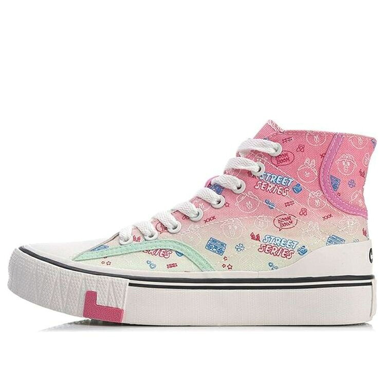 リーニン スニーカー 運動すること靴 サクラ色 白いこと 白いこと \u0027PINK WHITE\u0027 スニーカー レディース LI-NING (WMNS) X LINE FRIENDS WEIWU CANVAS HI SHOES AGCQ594-2 / PINK WHITE MULTI COLOR
