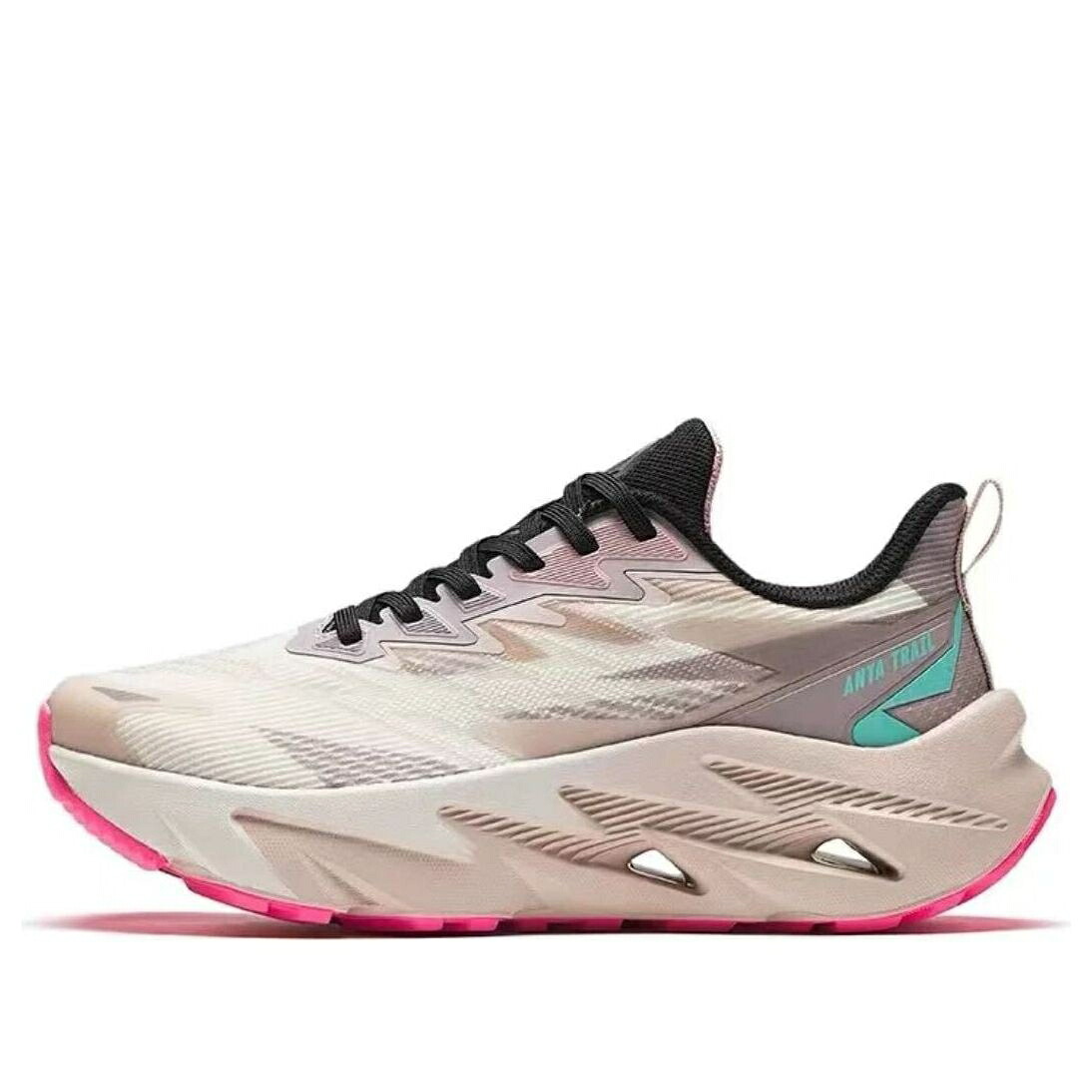 スニーカー 運動靴 茶色 ブラウン 白色 ホワイト ピンク 黒色 ブラック 'WHITE PINK' スニーカー レディース ANTA (WMNS) RUNNING SHOES BROWN 122415536-3 / WHITE BROWN PINK BLACK｜スニケス