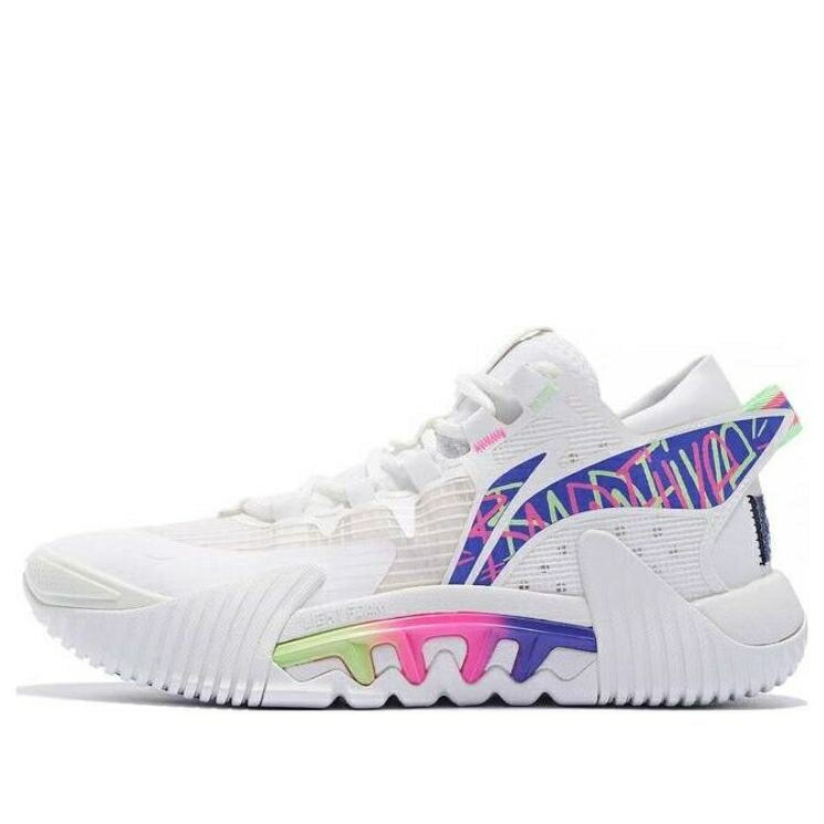 リーニン 白いこと 白いこと 青み 青色 サクラ色 \u0027WHITE RAINBOW\u0027 スニーカー メンズ LI-NING BADFIVE 2 LOW ABFT029-4 / WHITE BLUE PINK