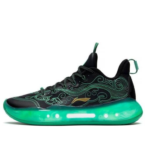 リーニン 黒いこと 黒いこと 緑 緑であること \u0027BLACK AMULET\u0027 スニーカー メンズ LI-NING YUSHUAI 14 LOW TIGER ABAR123-51 / BLACK GREEN