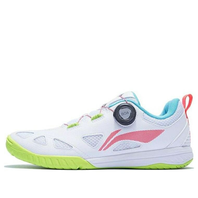 リーニン プロ テニス スニーカー 運動靴 ピンク 白色 ホワイト 緑 グリーン 'WHITE GREEN' スニーカー メンズ LI-NING MAGE PRO TABLE TENNIS SHOES PINK APTT001-1 / WHITE PINK GREEN｜スニケス