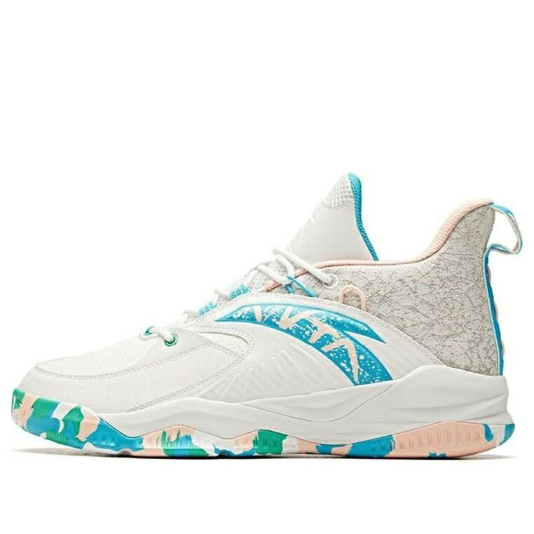 籠球 スニーカー 運動すること靴 青み 青色 白いこと 白いこと サクラ色 \u0027WHITE PINK\u0027 スニーカー メンズ ANTA LING LEVEL ベーシック BASKETBALL SHOES BLUE 112141148R-4 / WHITE PINK BLUE
