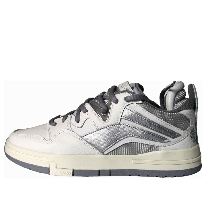 リーニン プロ スケート スニーカー 運動靴 白色 ホワイト 銀色 シルバー 茶色 ブラウン WHITE SILVER スニーカー メンズ LI-NING WEIWU PRO SKATE SHOES AECT071-1 / WHITE SILVER BROWN
