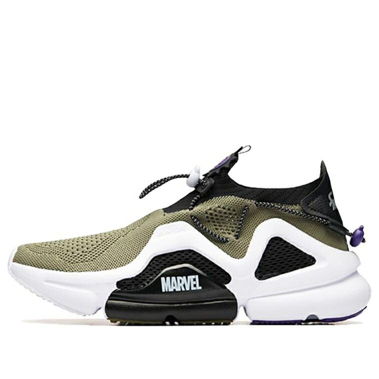 スニーカー 運動靴 白色 ホワイト 黒色 ブラック オリーブ 緑 グリーン 紫 パープル 'HULK' スニーカー メンズ ANTA X MARVEL RUNNING SHOES 91928811-8 / WHITE BLACK OLIVE GREEN PURPLE