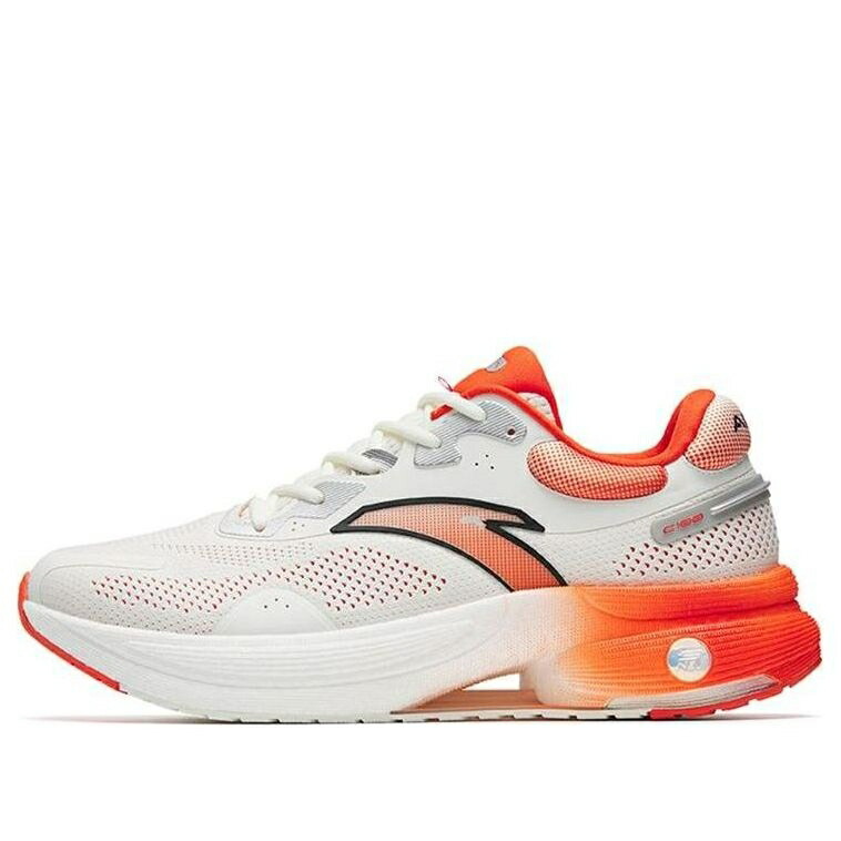 スニーカー 運動靴 白色 ホワイト 橙 オレンジ 'WHITE ORANGE' スニーカー メンズ ANTA C100 RUNNING SHOES 112245586-2 / WHITE ORANGE